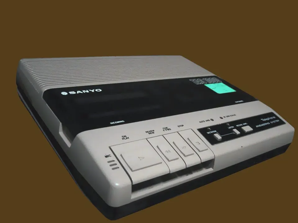 A 1980s Sanyo desk answering machine