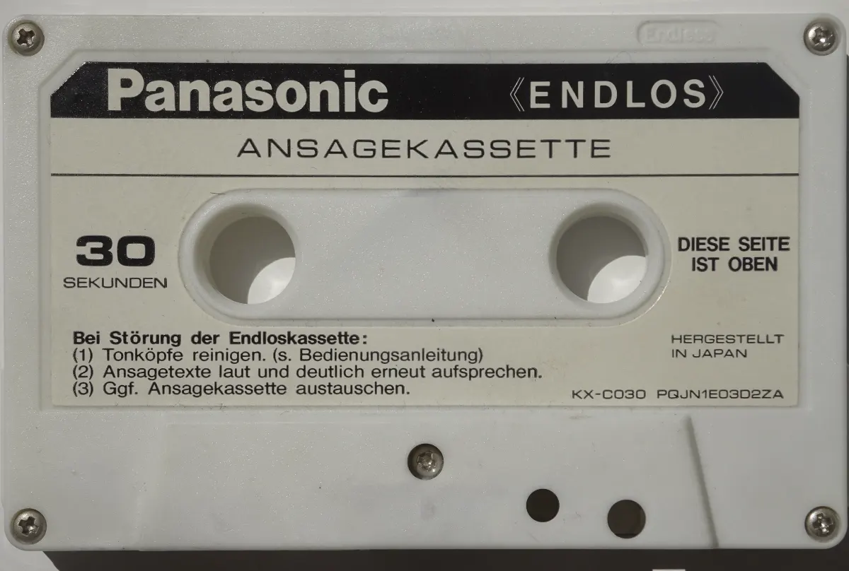 A Panasonic endless-loop greeting cassette